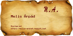 Melis Árpád névjegykártya